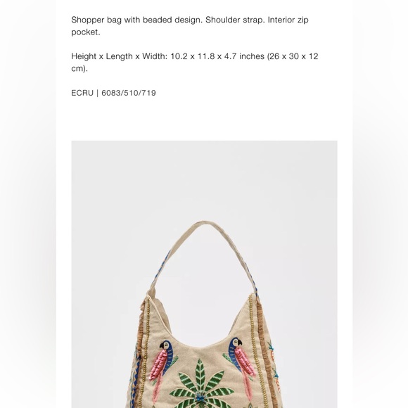 Zara NWT beaded shopper bag 6083/510 - Picture 7 of 9